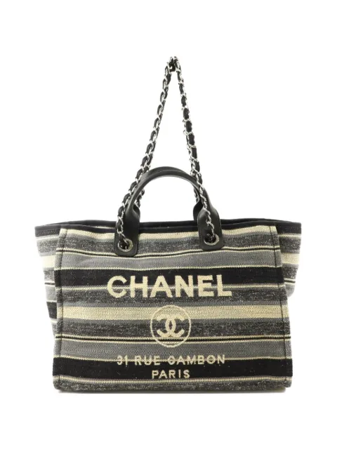 CHANEL Pre-Owned Deauville striped canvas tote bag