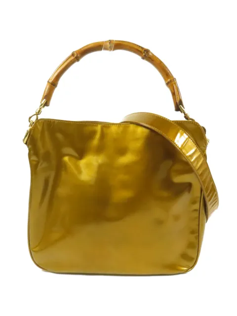 Gucci Pre-Owned Bamboo 2 Way patent-leather tote bag
