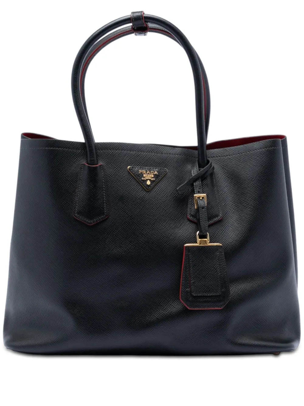 Prada Pre-Owned 2000-2025 Large Saffiano Cuir Double satchel - Nero