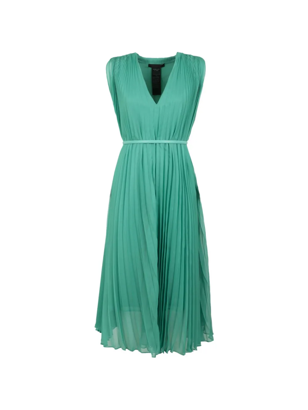 Pianoforte midi pleated belted dress - Verde