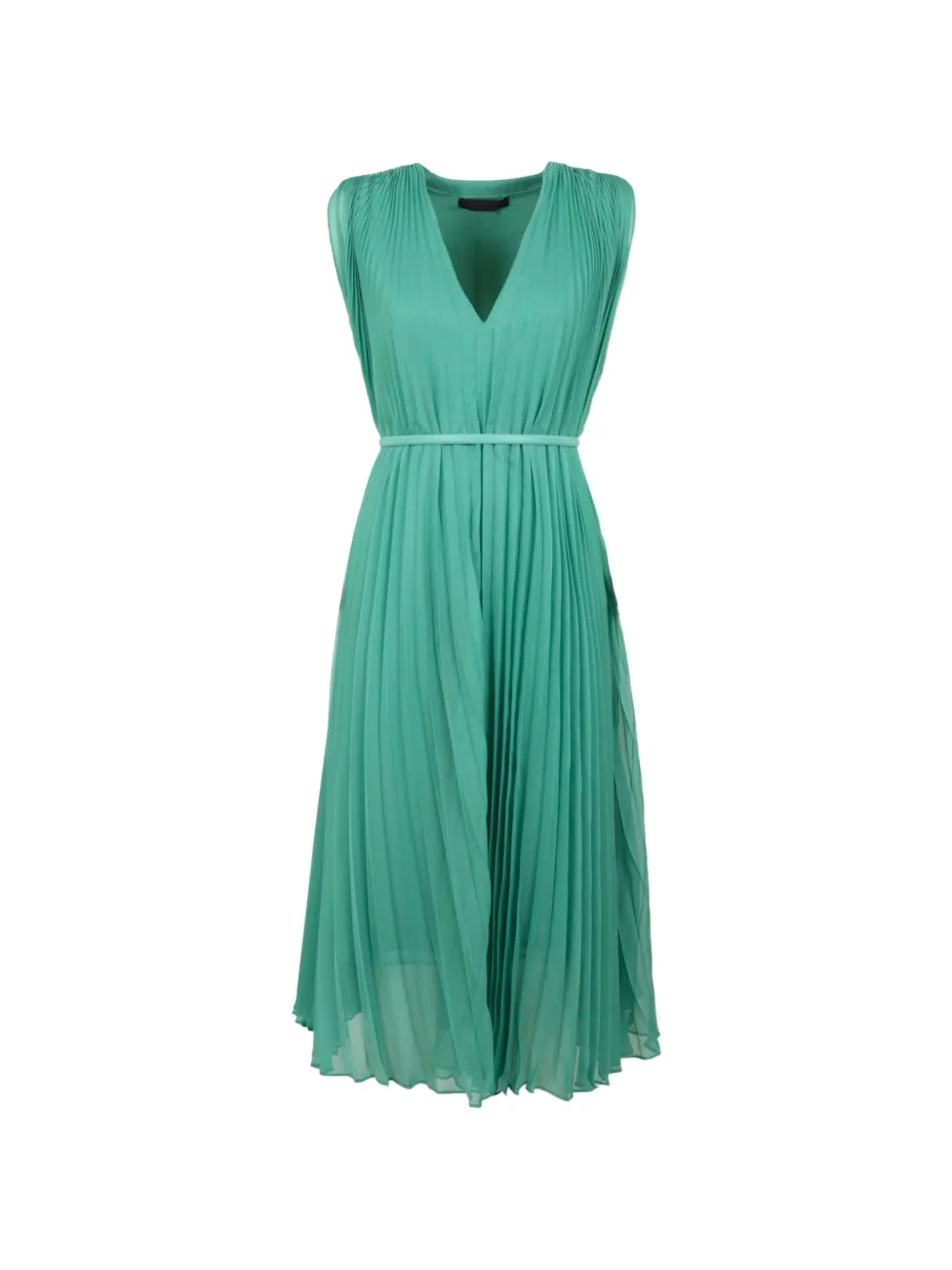 Pianoforte midi pleated belted dress - Verde