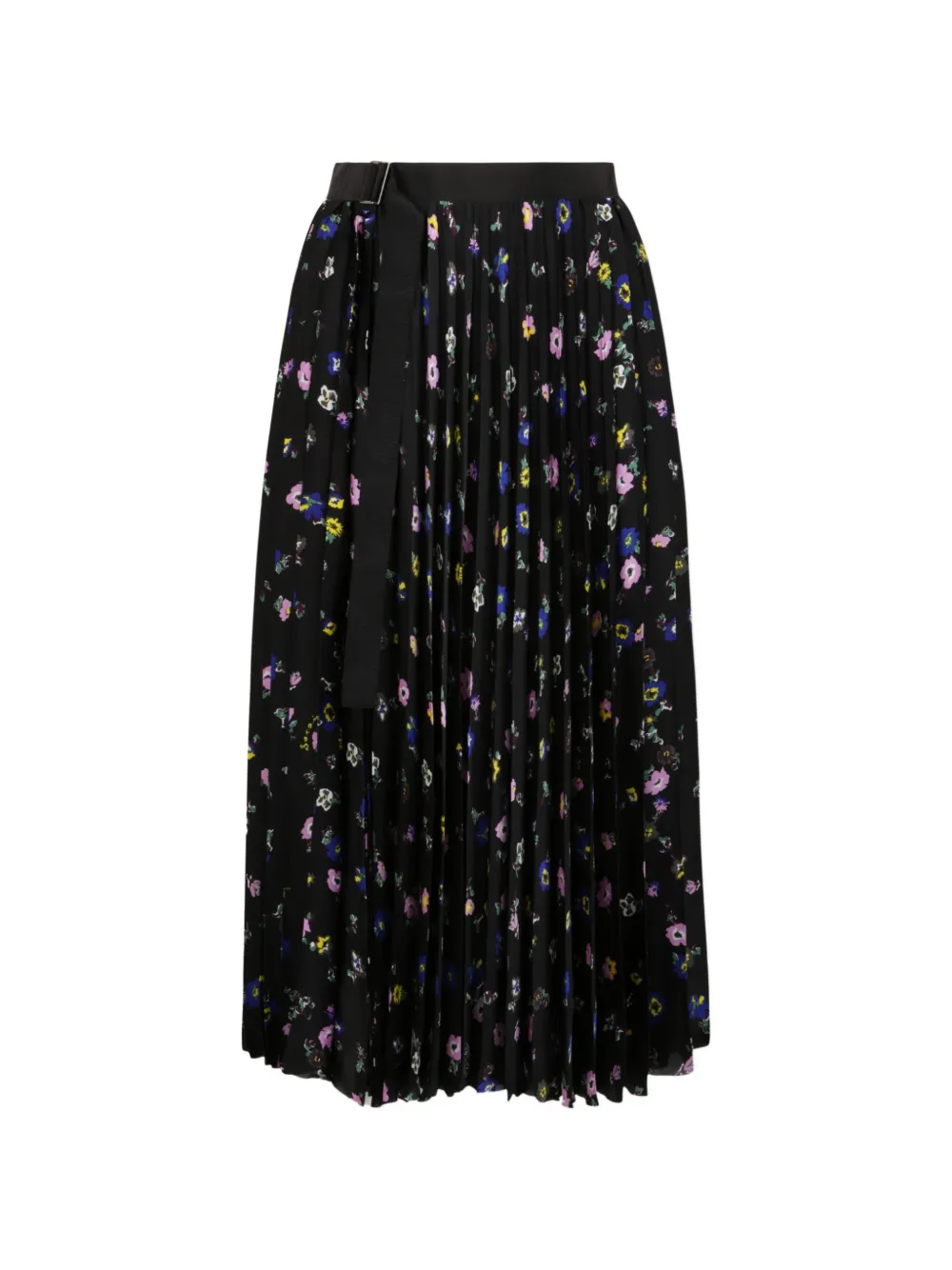 sacai Gonna plissettata a fiori - Nero