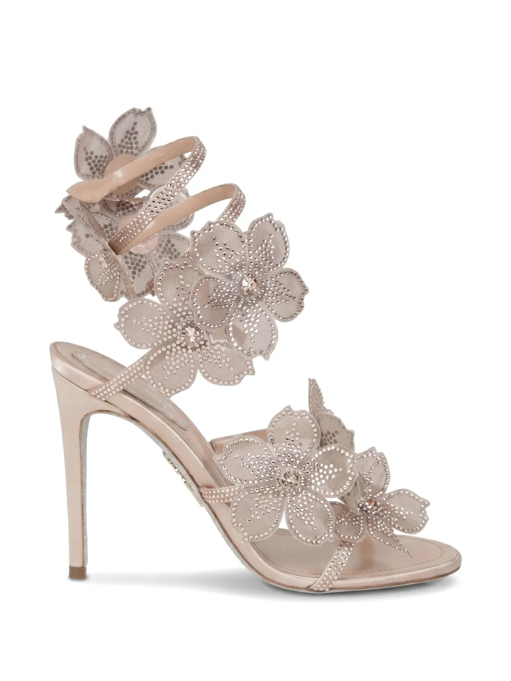 René Caovilla Peach Flower crystal-embellished heeled sandals Roze