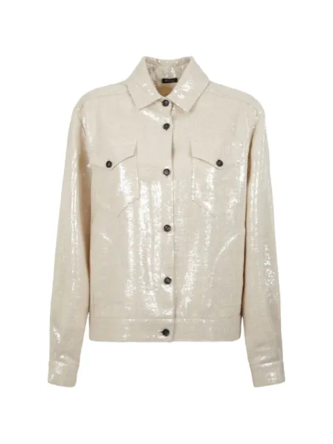 Kiton sequin-embellished straight-cut jacket