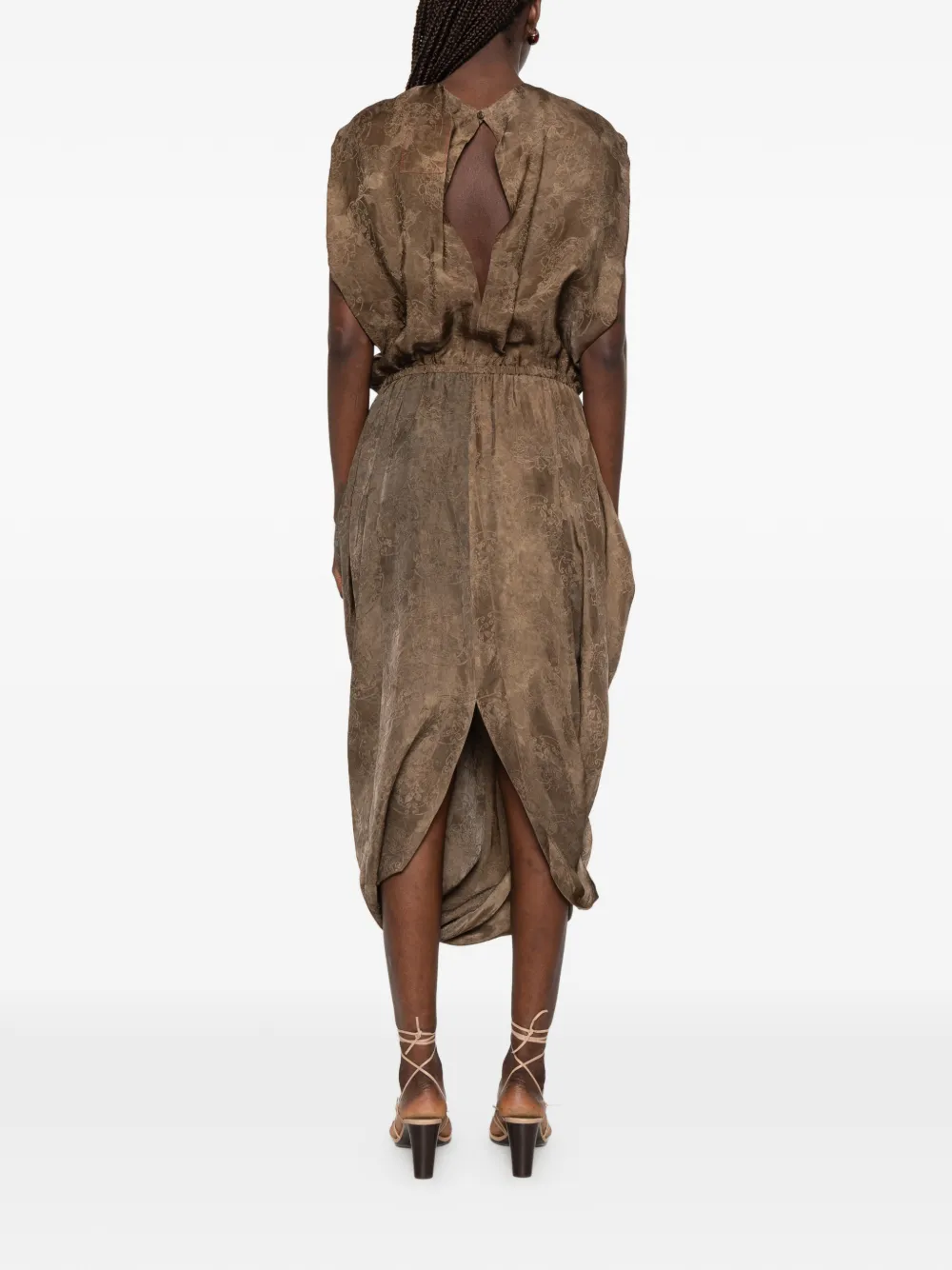 Uma Wang Agnes mouwloze midi-jurk Bruin