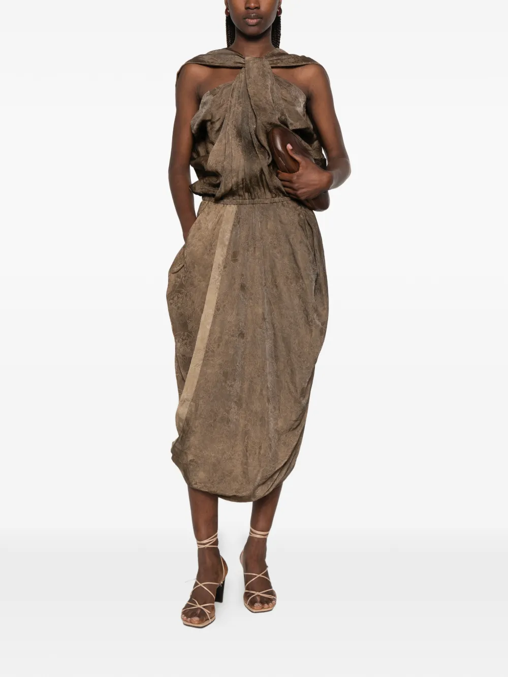 Uma Wang Agnes mouwloze midi-jurk Bruin
