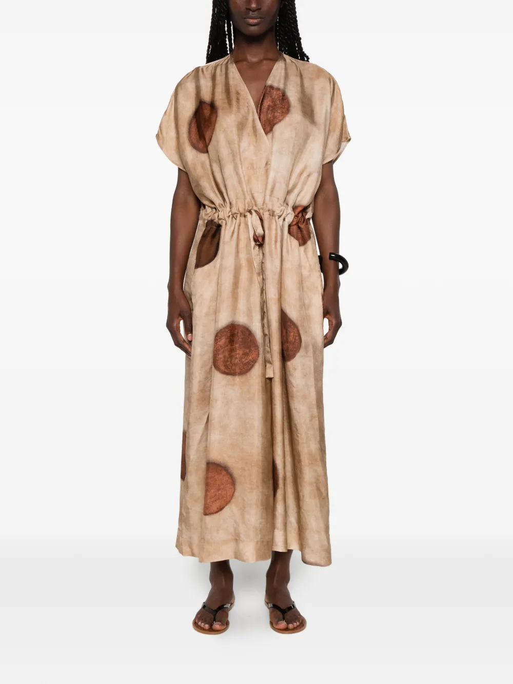 Uma Wang Acre maxi-jurk met trekkoordtaille Bruin