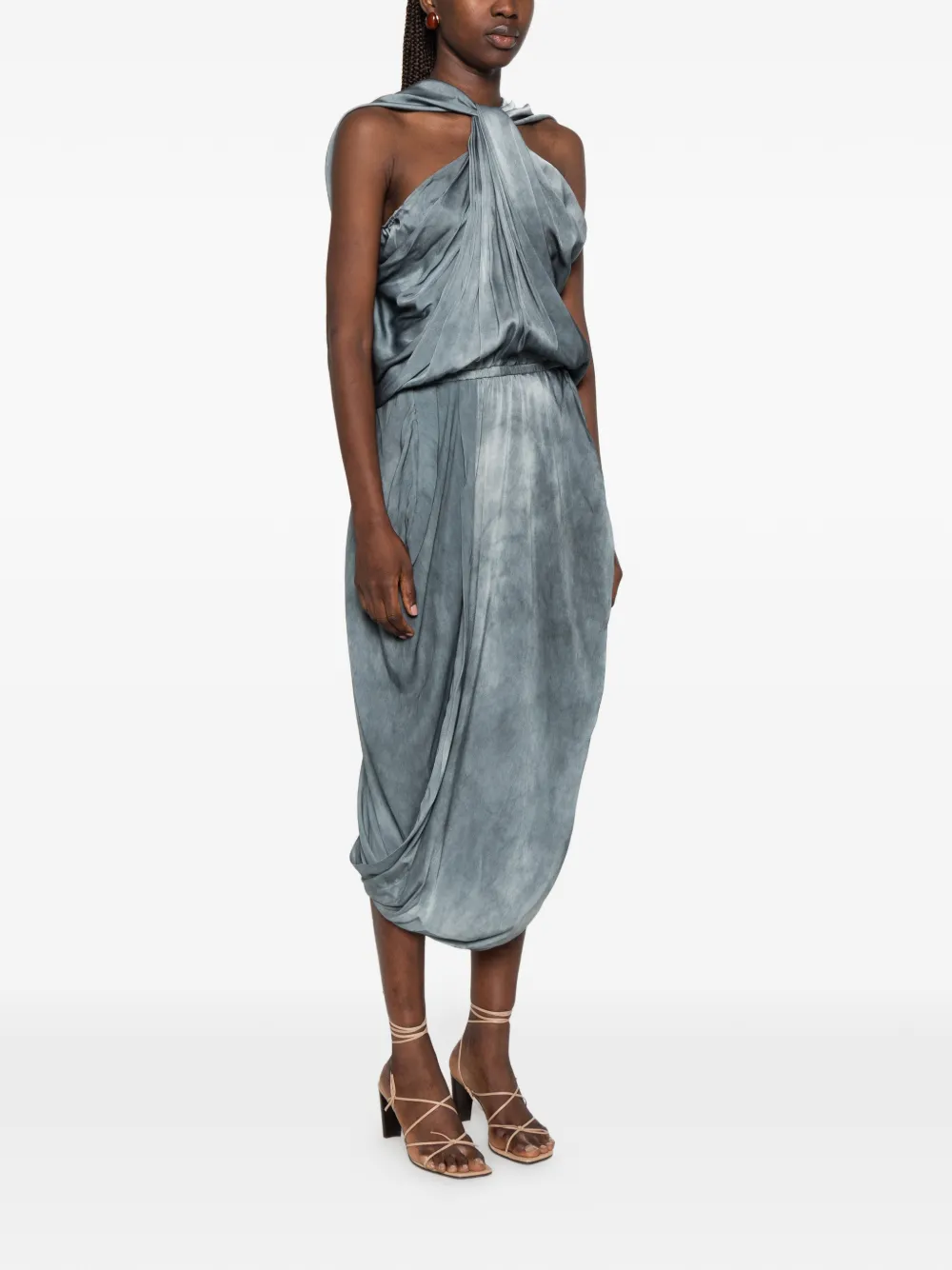 Uma Wang Agnes gedrapeerde midi-jurk Blauw