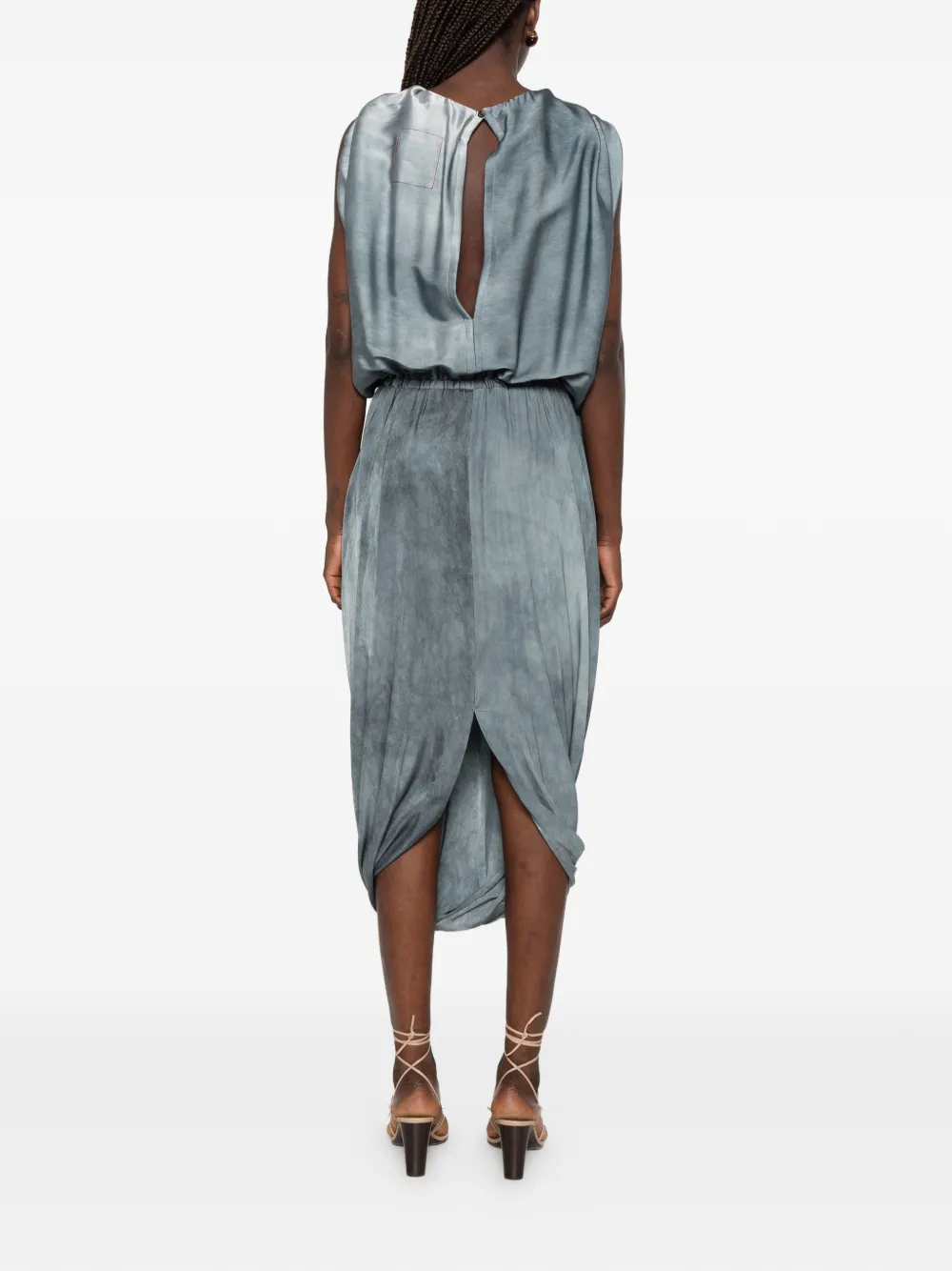 Uma Wang Agnes gedrapeerde midi-jurk Blauw