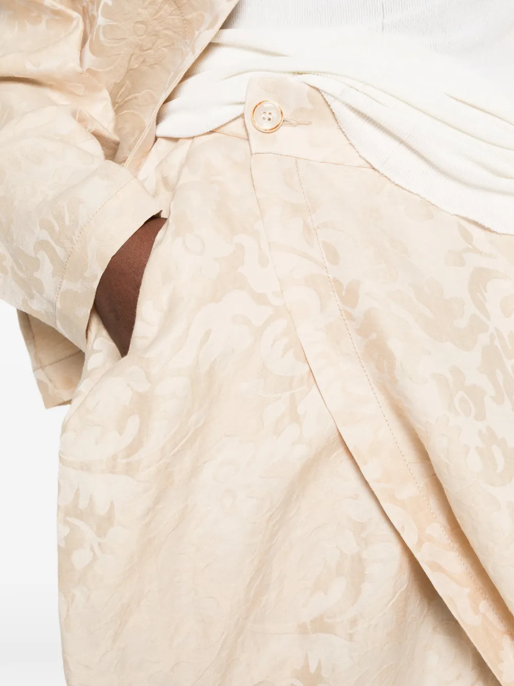 Uma Wang Asymmetrische midi-rok met Dracaena patroon Beige