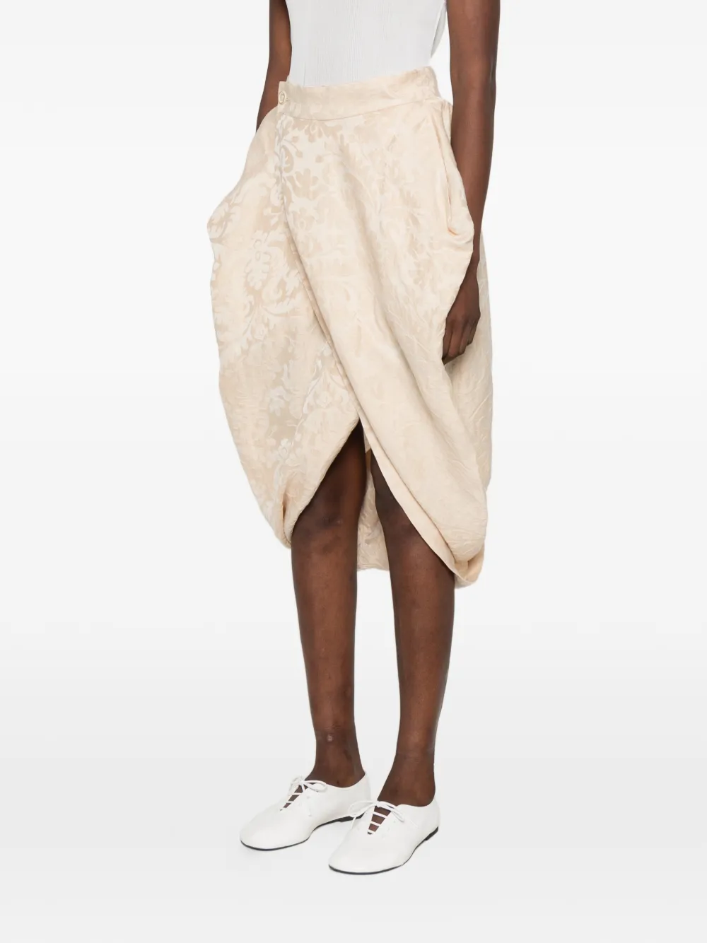 Uma Wang Asymmetrische midi-rok met Dracaena patroon Beige