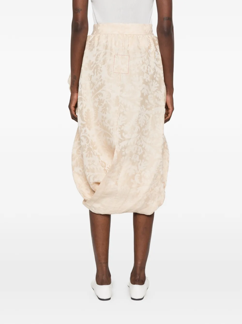 Uma Wang Asymmetrische midi-rok met Dracaena patroon Beige