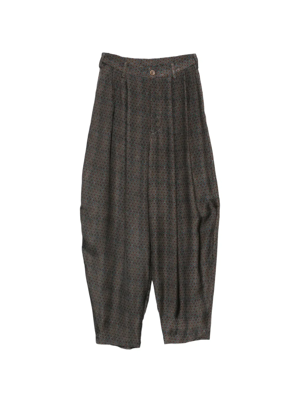 Uma Wang Piper geometric-pattern pleated trousers - Marrone