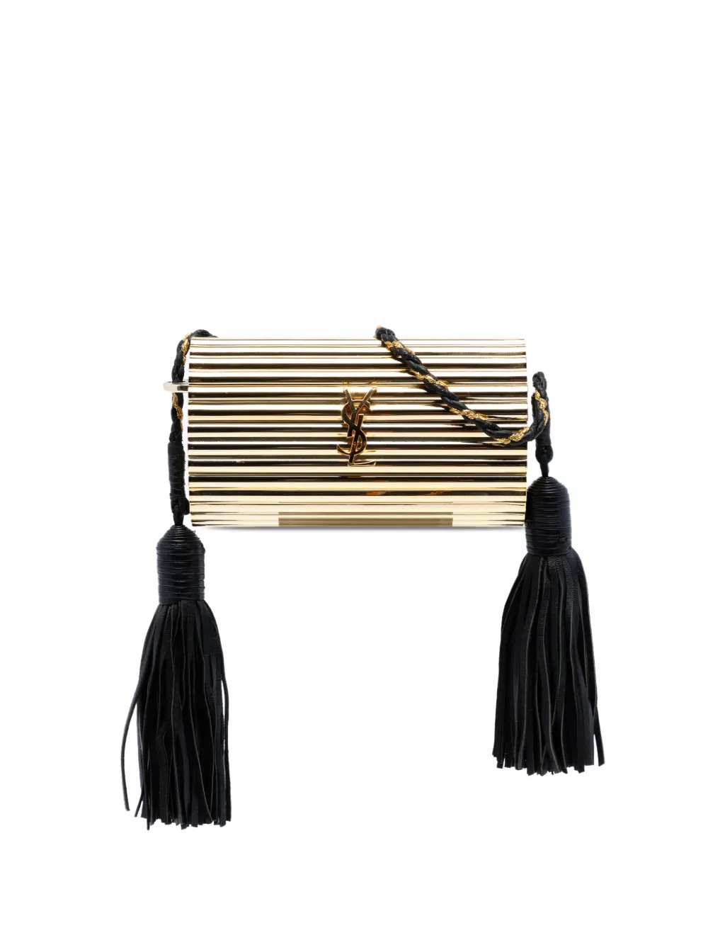 Saint Laurent Pre-Owned 2016 gerippte Opium Box Umhängetasche aus Acryl und Lammleder mit Fransen und Monogramm - Gold