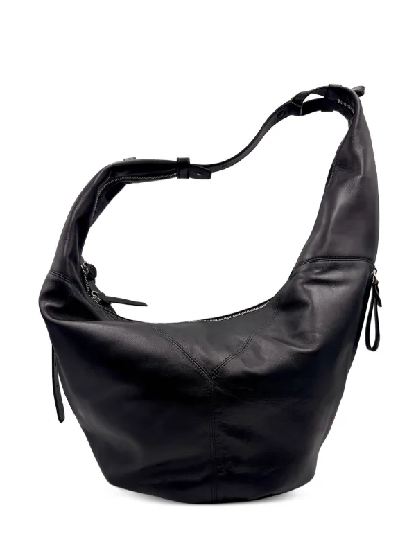 Bonastre Bow curved-zip Leather Shoulder Bag | Black | FARFETCH