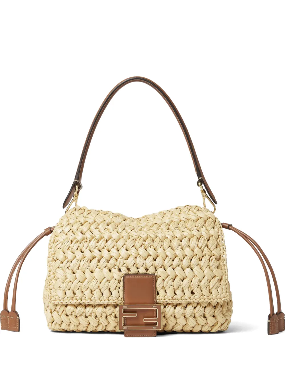 FENDI Mama Baguette woven-raffia shoulder bag - Toni neutri