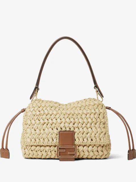 FENDI Mama Baguette woven-raffia shoulder bag