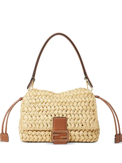 FENDI sac porté épaule Mama Baguette en raphia tressé