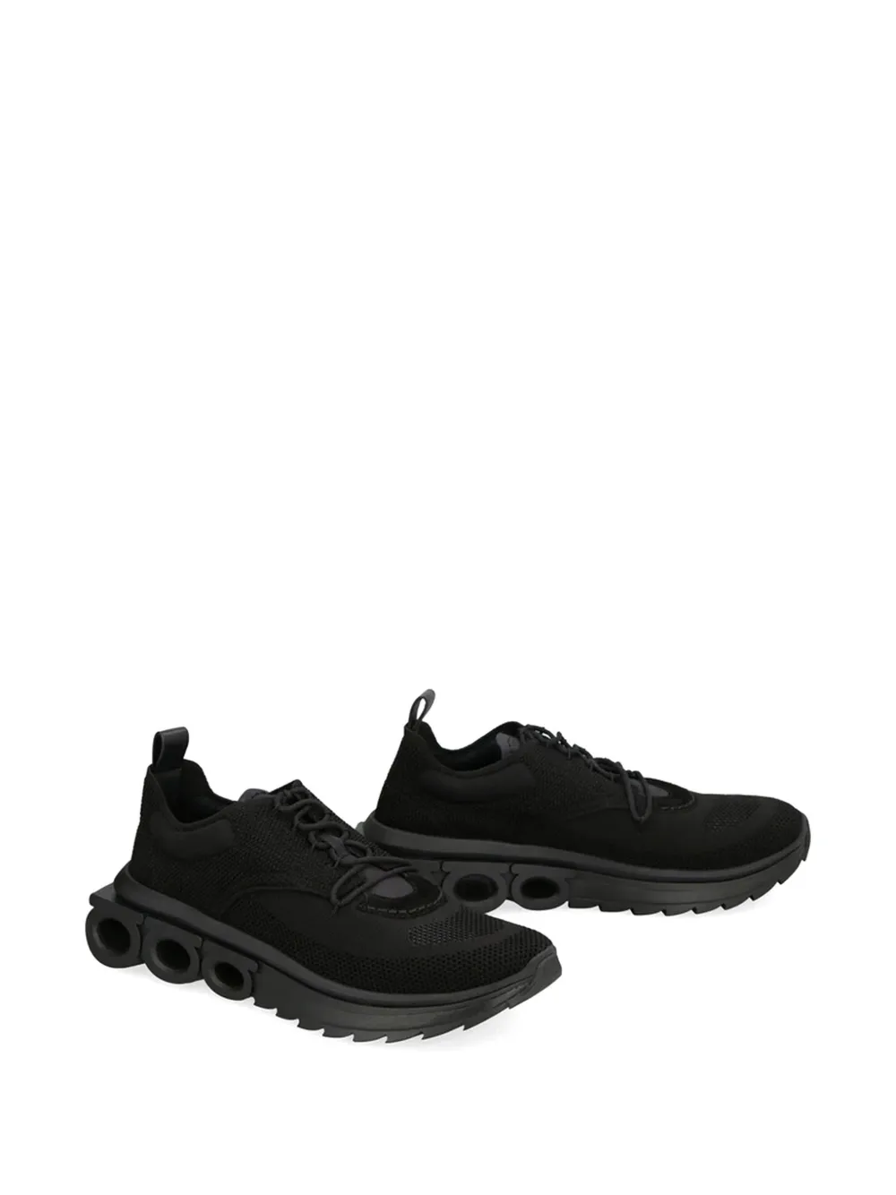 Ferragamo Gancini-sole knit sneakers Zwart