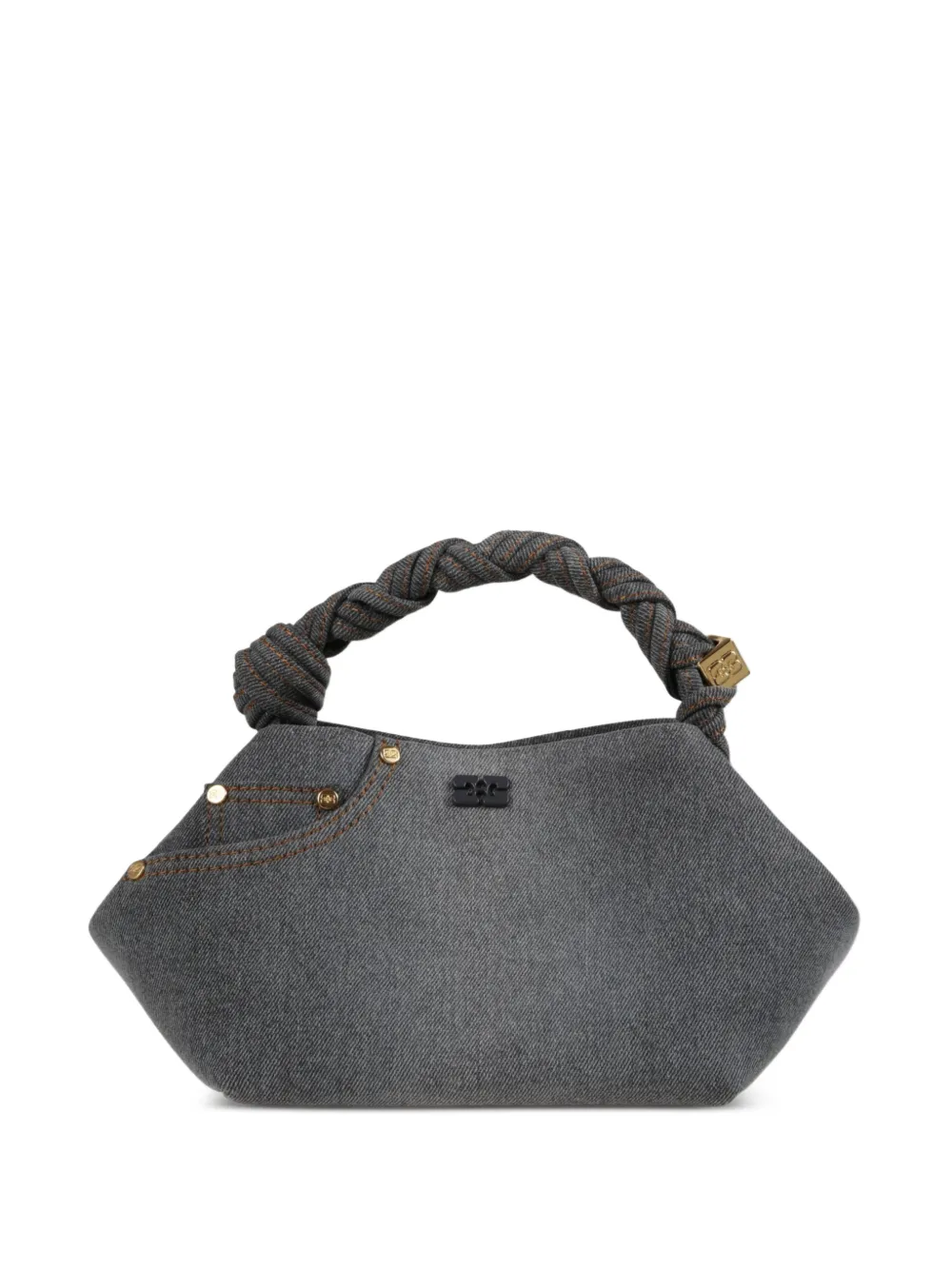 GANNI Bou braided-handle tote bag - Grey