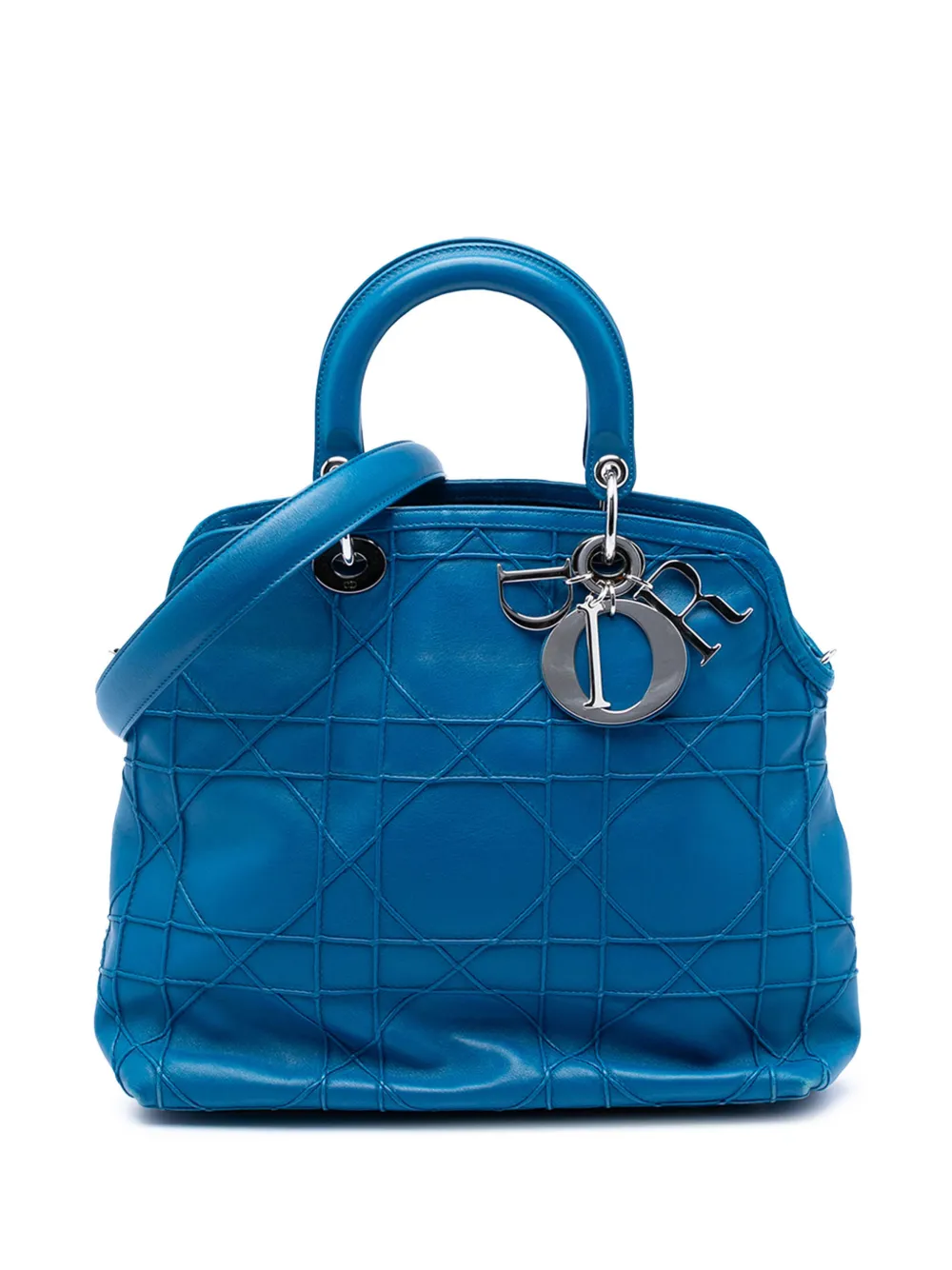 Christian Dior Pre-Owned 2012 Medium Lambskin Cannage Polochon Granville satchel - Blu
