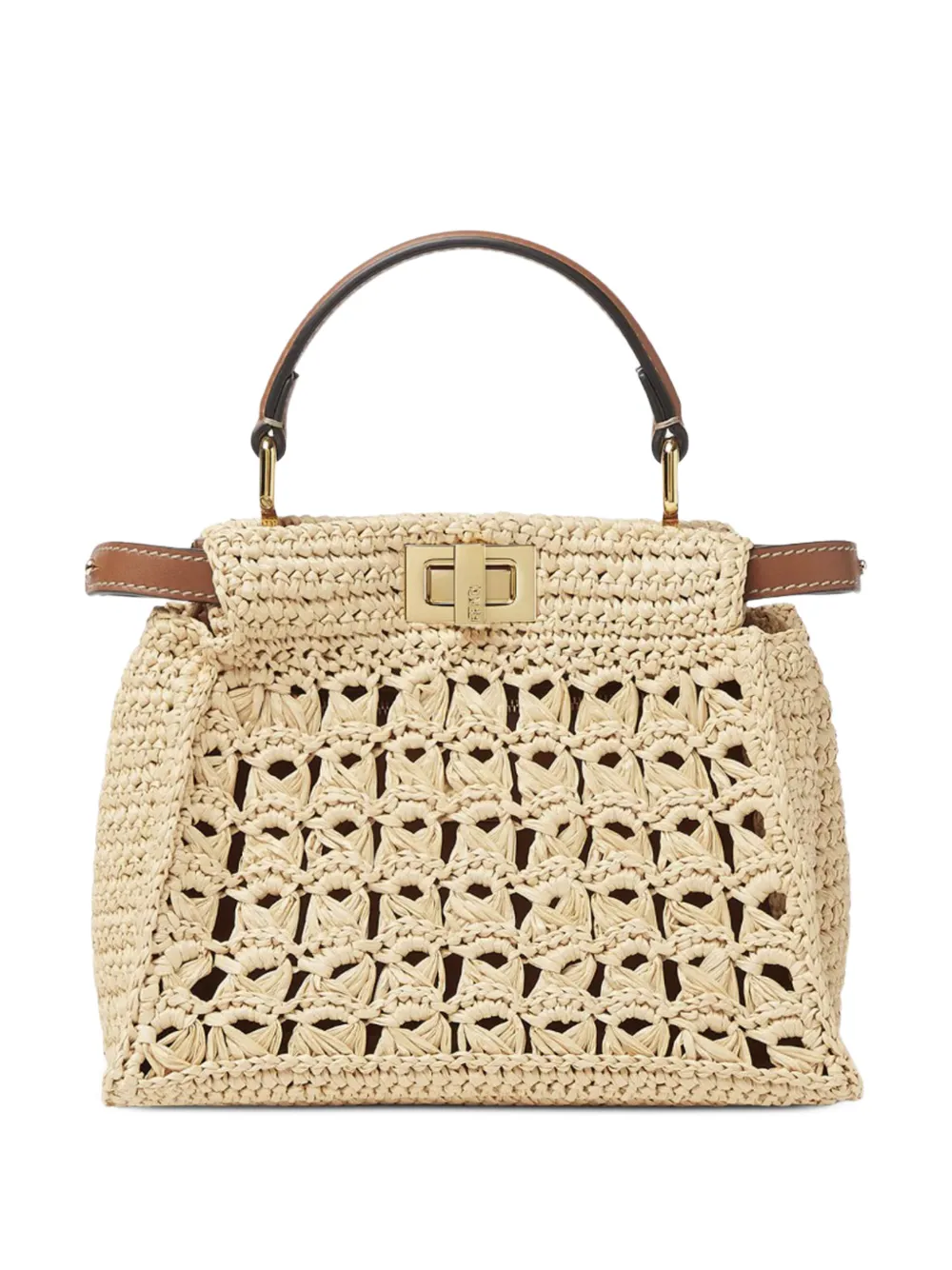 FENDI mini Peekaboo openwork tote bag - Nude