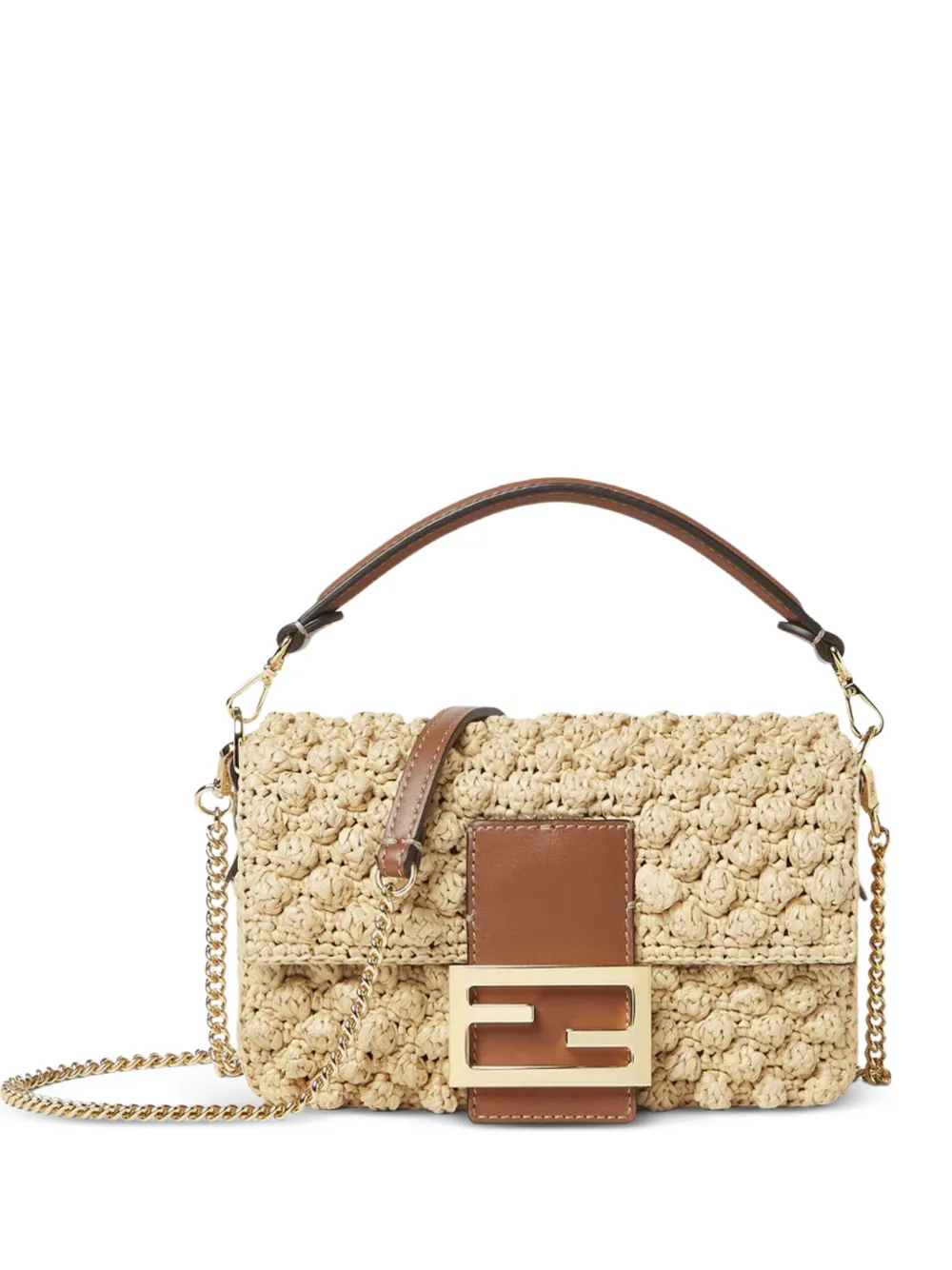 FENDI mini Baguette mini raffia shoulder bag - Neutrals