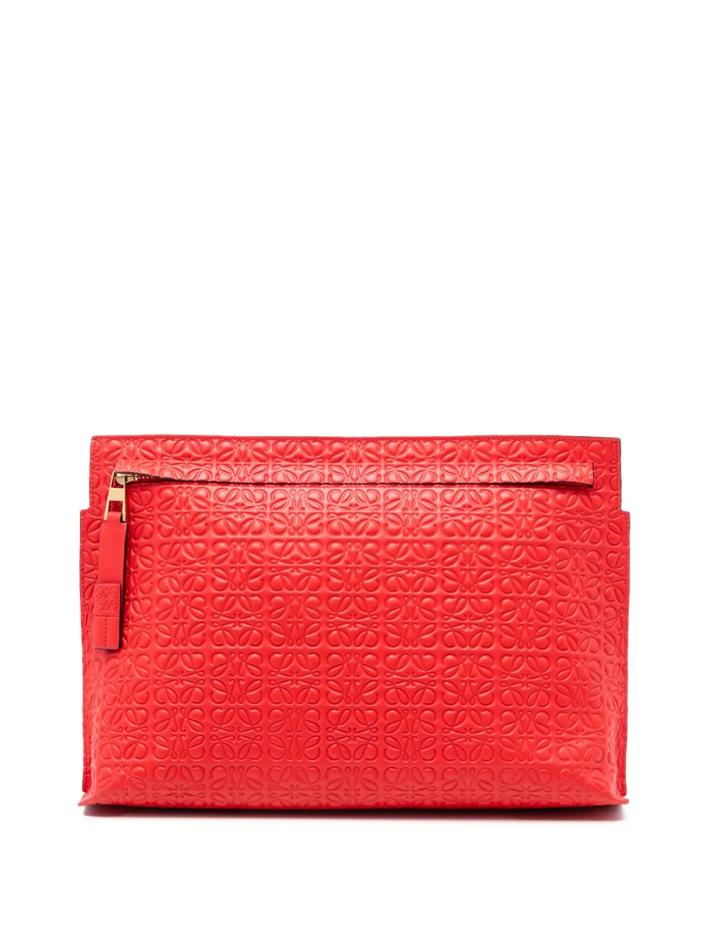 Loewe Pre-Owned 2017 Embossed Anagram Leather Repeat T clutch bag - Rosso