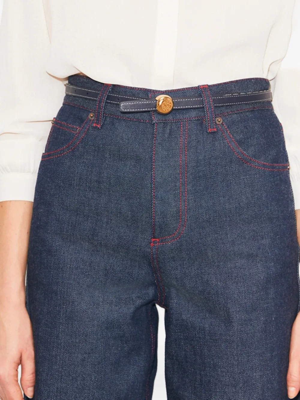 Tory Burch Romy omkeerbar3 riem Blauw