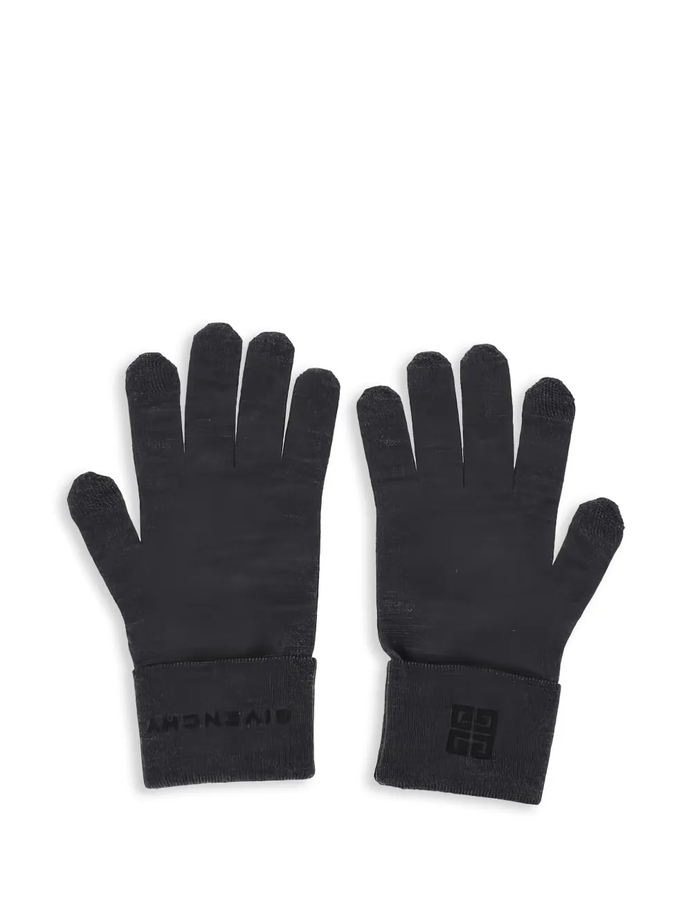 Givenchy logo-embroidered wool gloves - Grau