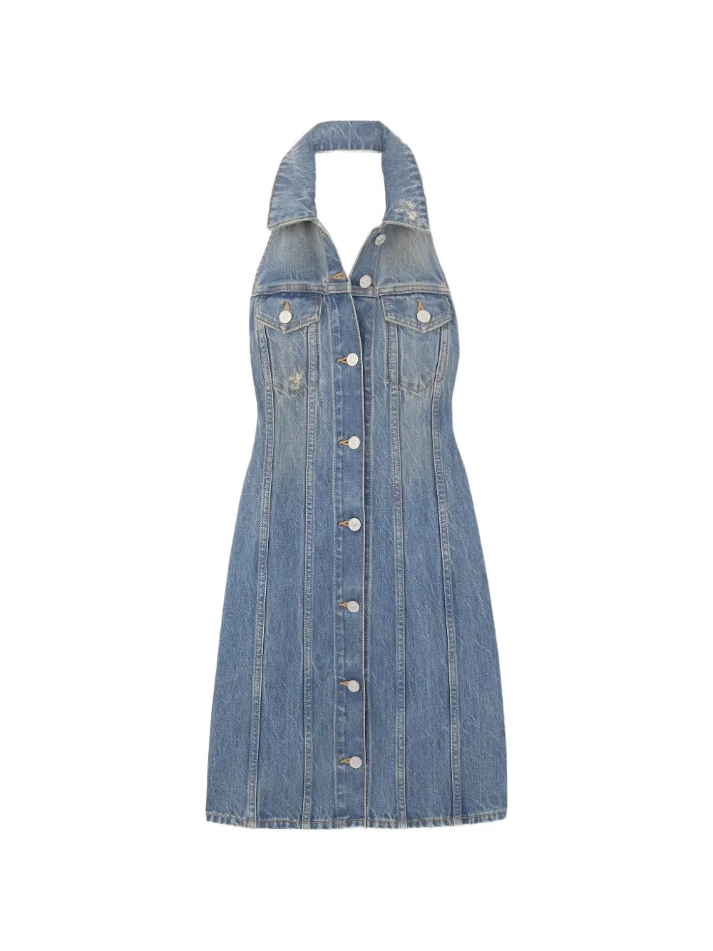 Givenchy Halterneck Denim Dress In Blue