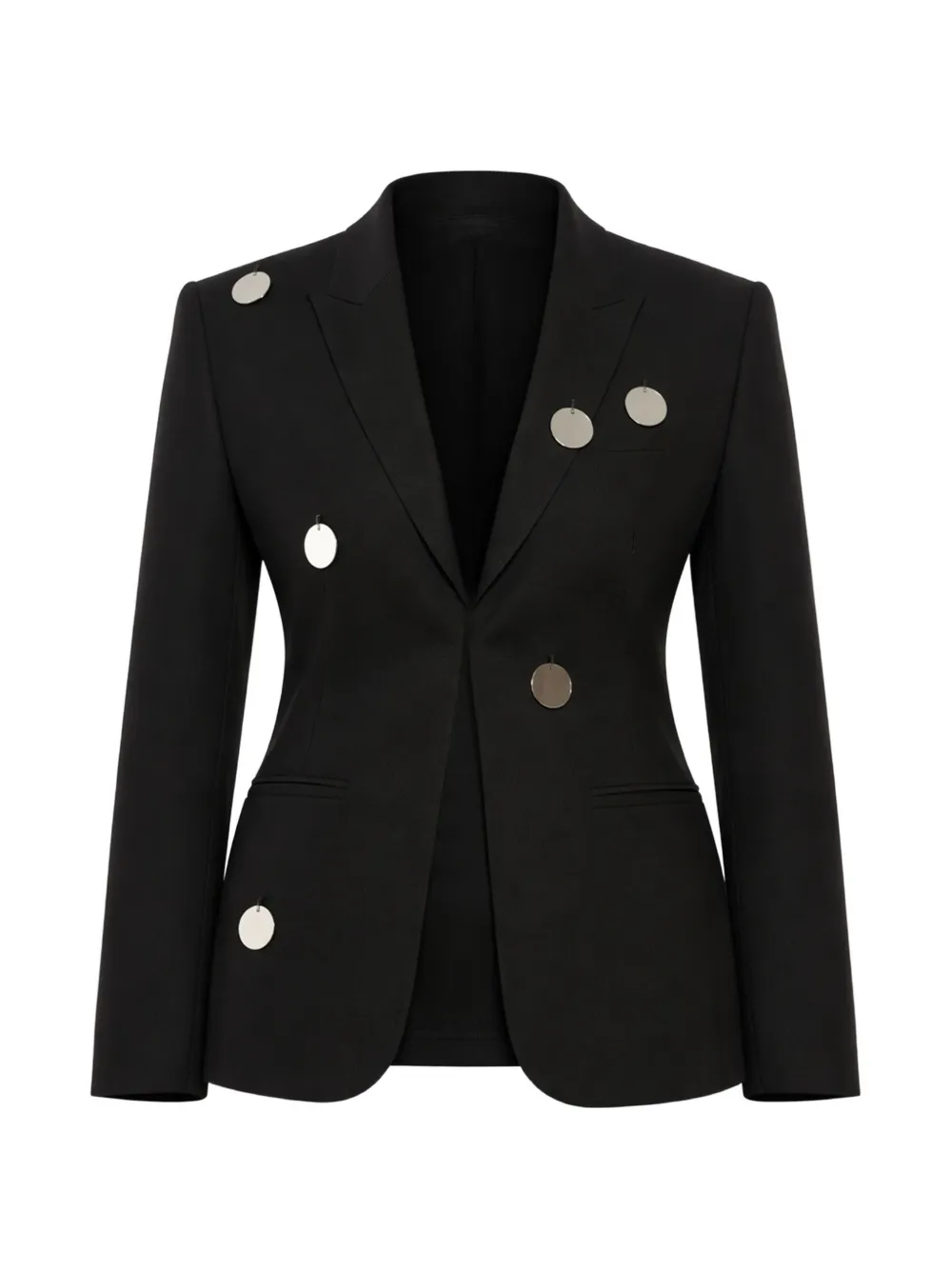 David Koma mirror-embellished peak-lapel blazer - Black