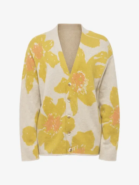 The Elder Statesman Floating Florals Cardigan aus Kaschmir
