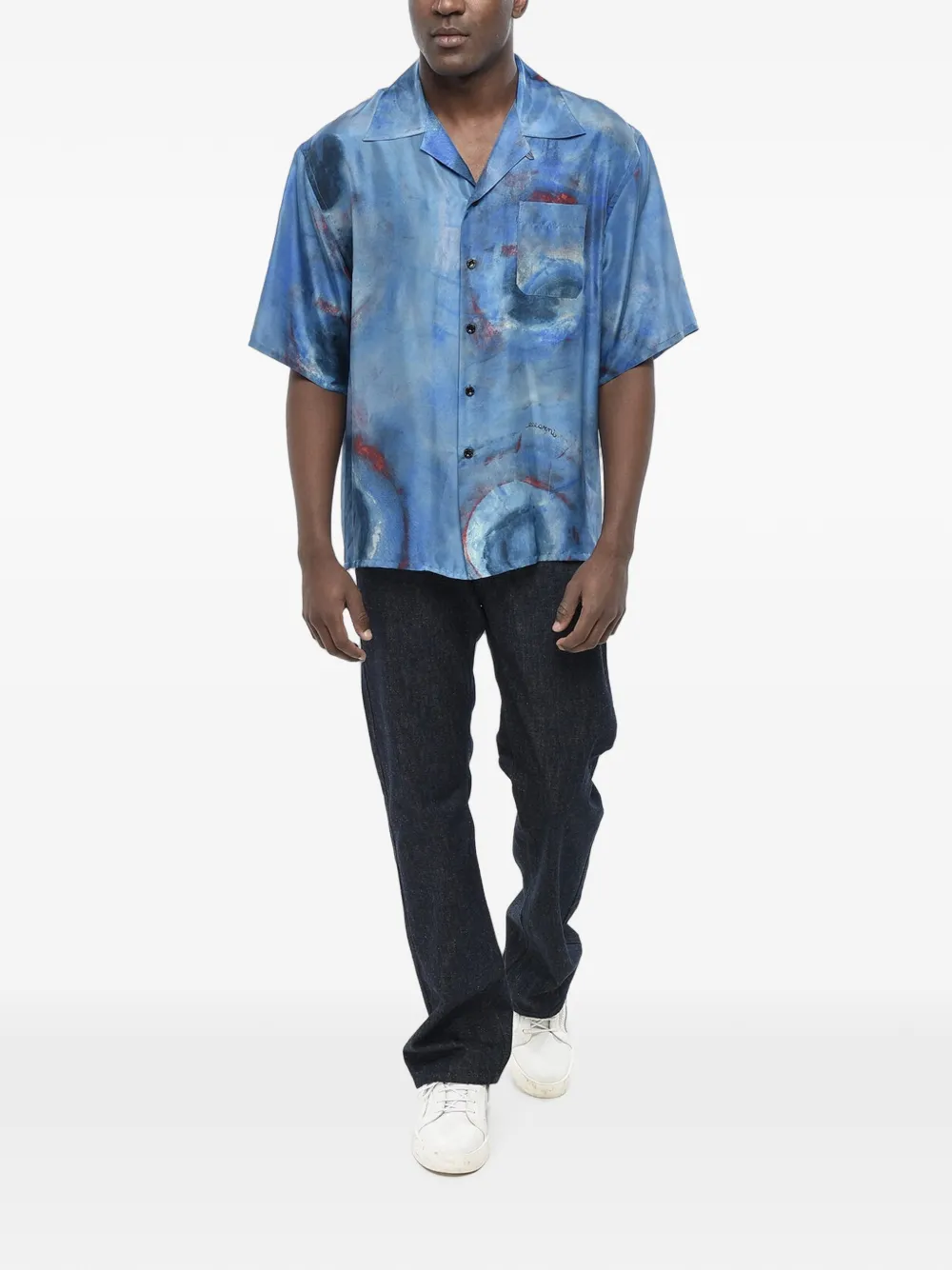 Marni Bowlingshirt met vlakken Blauw