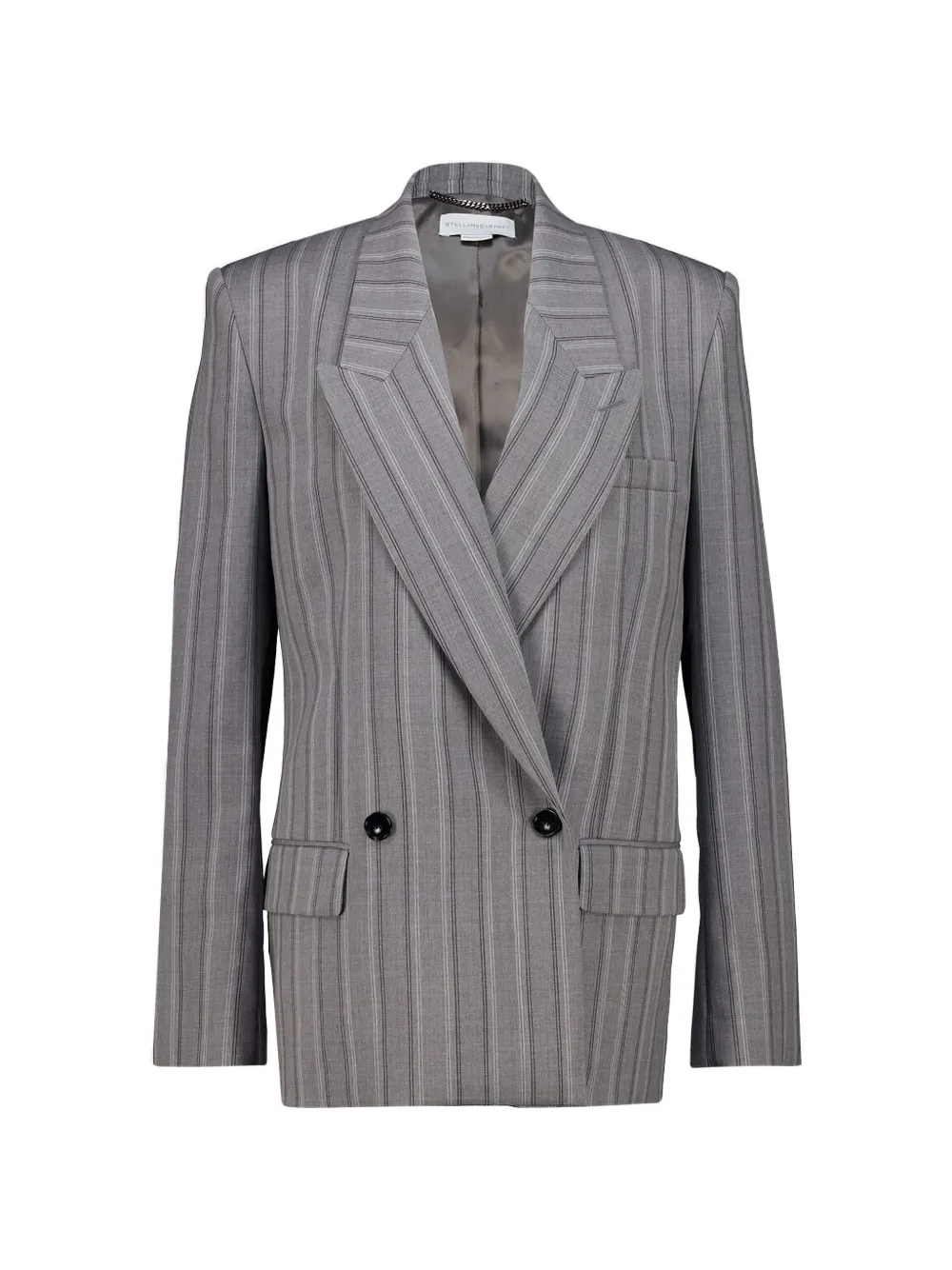 Stella McCartney pinstripe-pattern waisted-fit jacket - Grigio