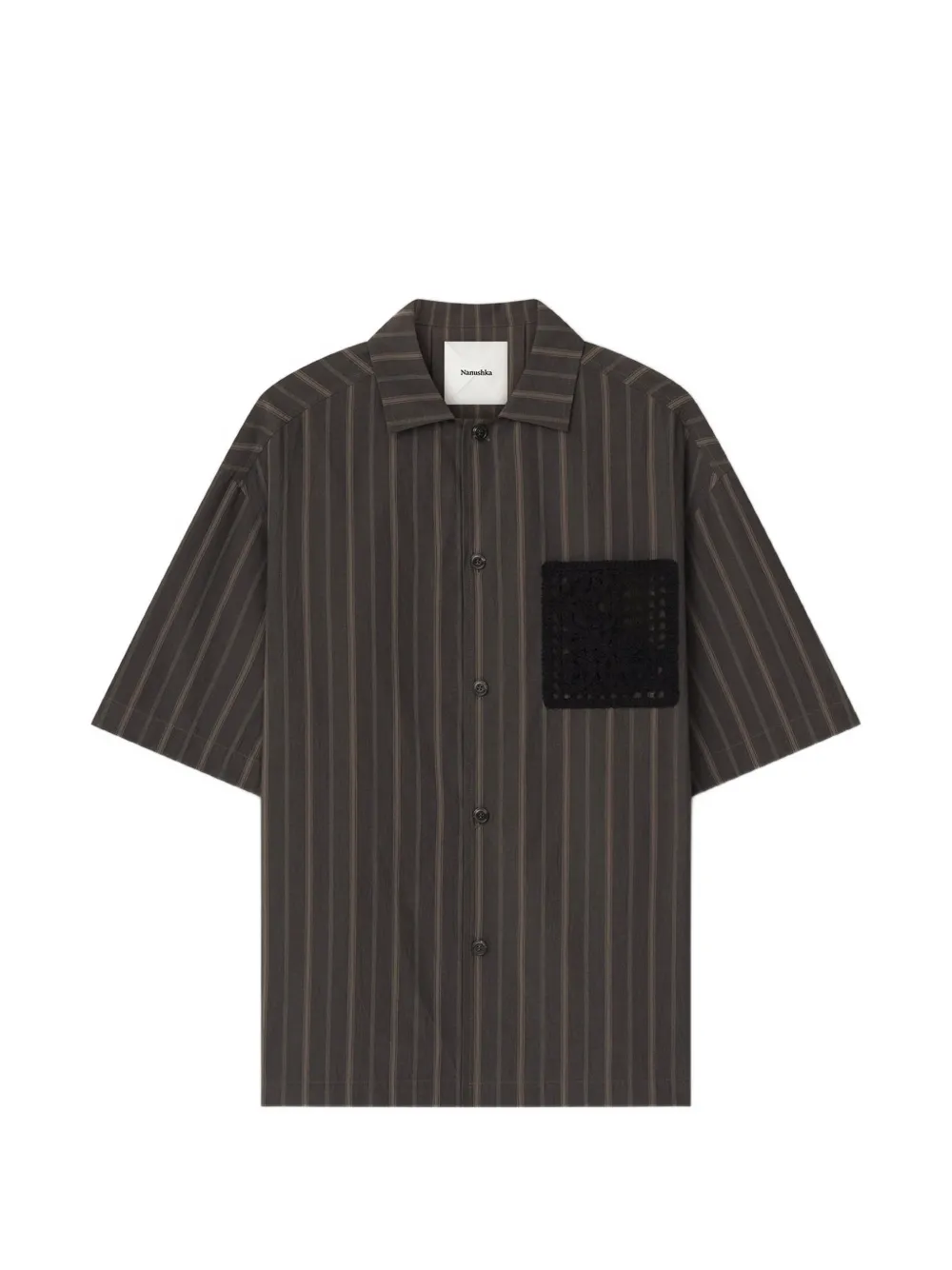 Nanushka Maxton striped crochet-pocket shirt - Schwarz