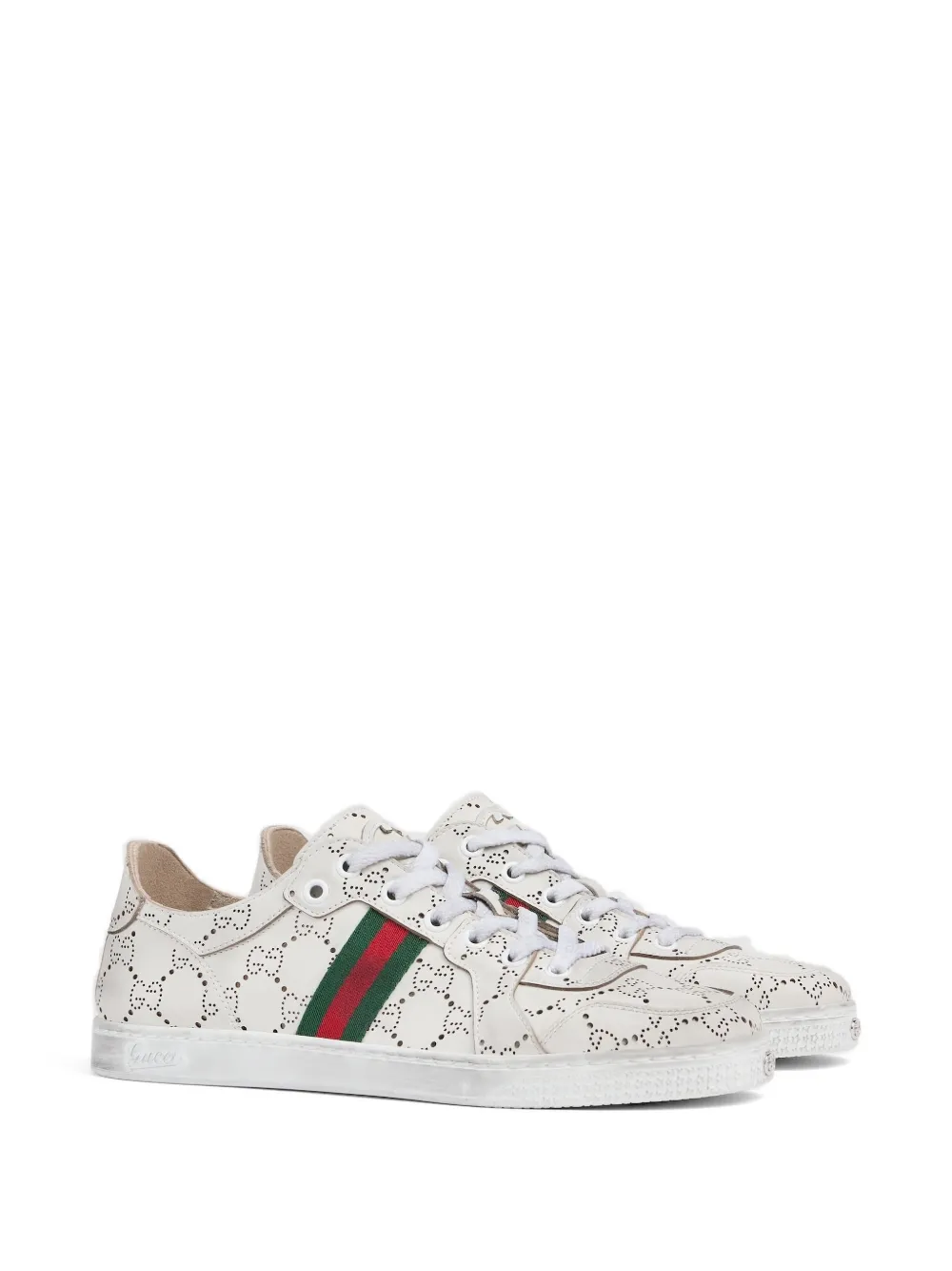 Gucci GG-perforated striped sneakers Wit