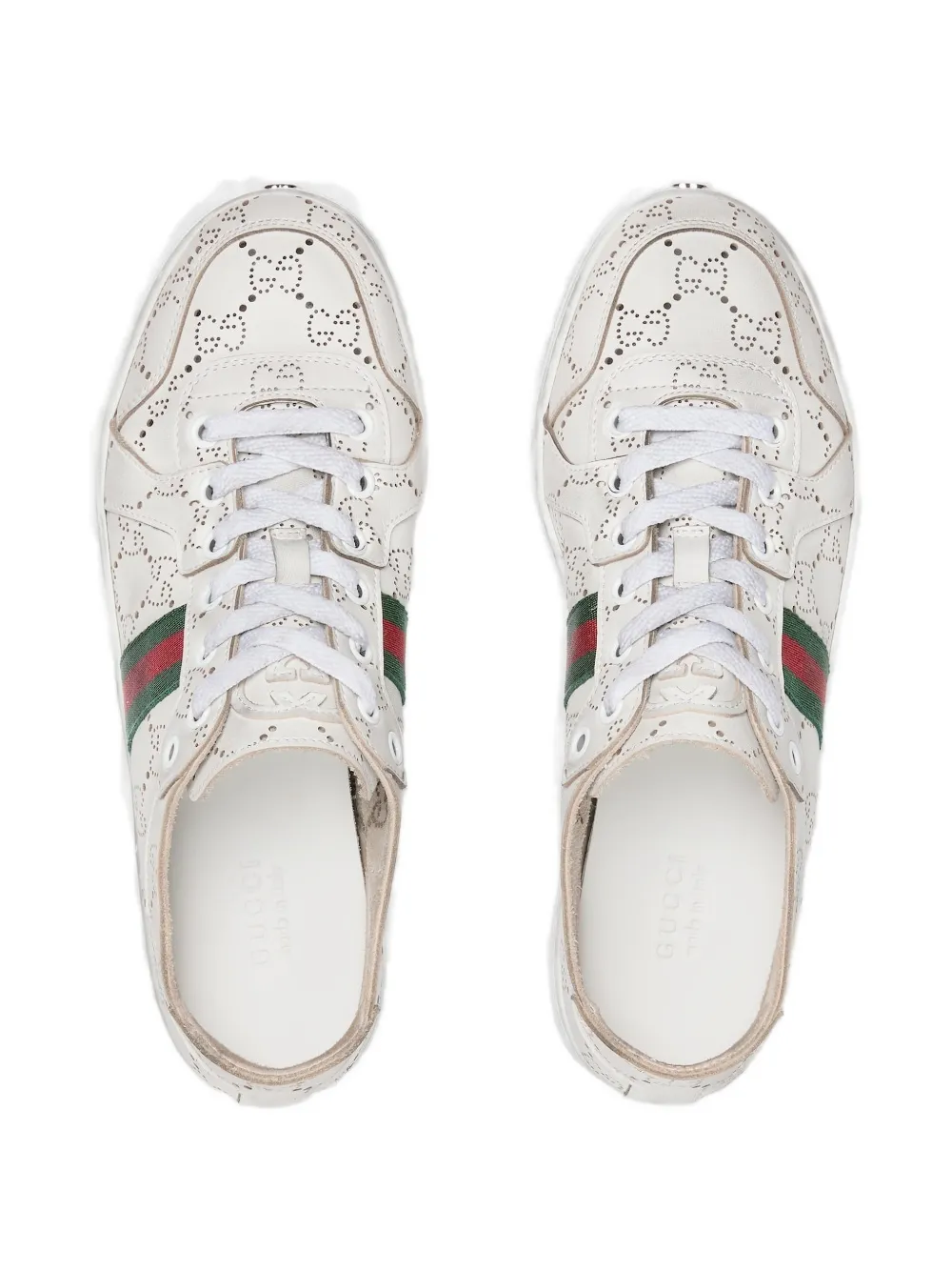 Gucci GG-perforated striped sneakers Wit