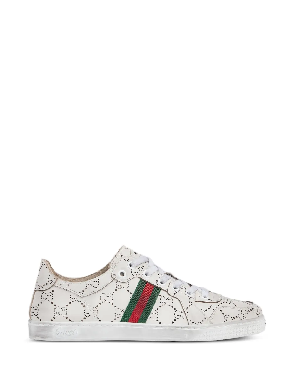 Gucci GG-perforated striped sneakers - White