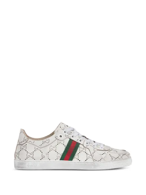 Gucci GG-perforated striped sneakers
