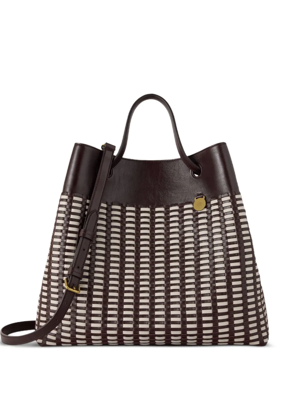 Mulberry Ebony & Eggshell woven-design leather tote bag - Marrone