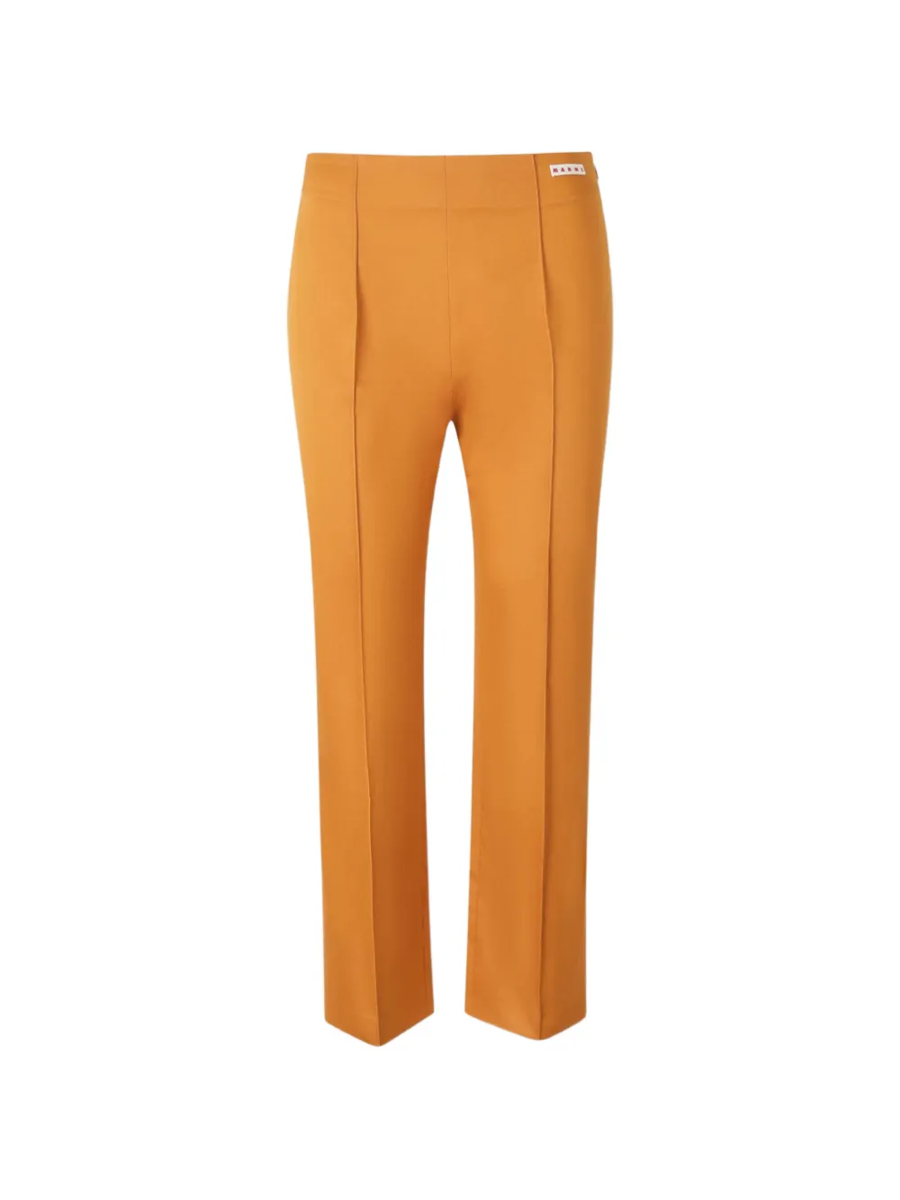 Marni logo-patch pressed-crease trousers - Arancione