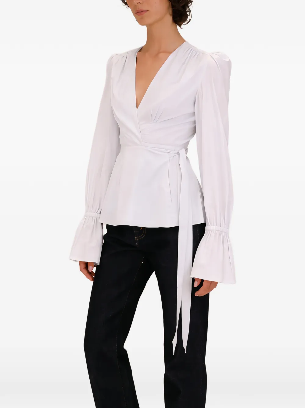 AZEEZA Willow top met wikkelstijl Wit