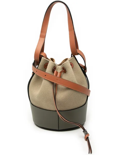 Loewe Pre-Owned 2020-2026 Small Canvas and Leather Balloon bucket bag