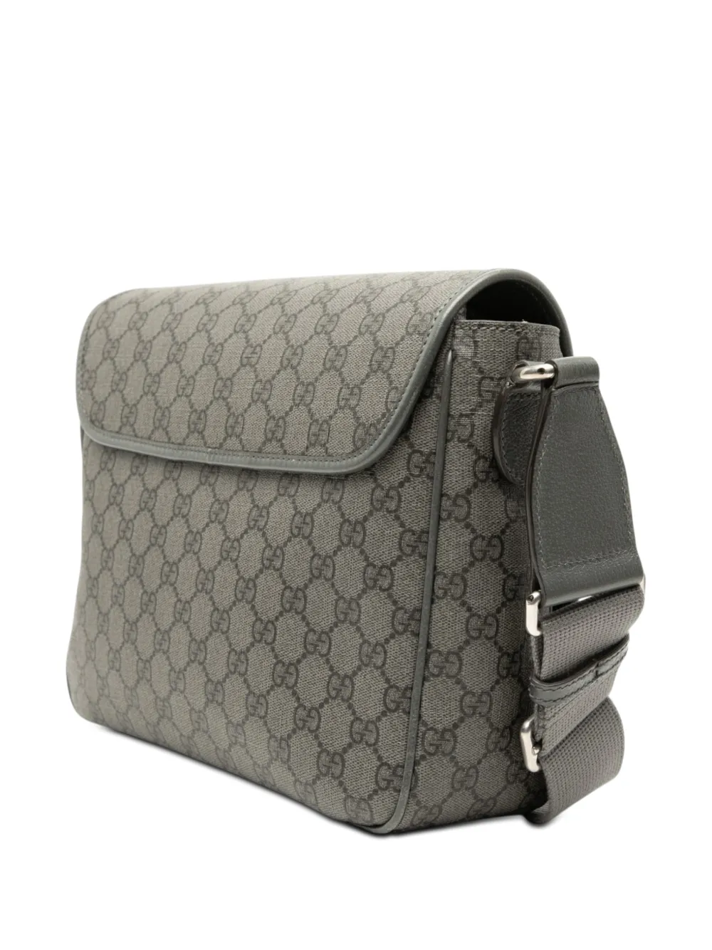Gucci Pre-owned 2016-2026 Medium GG Supreme Ophidia Messenger Bag Crossbody Bag in Grey, view 3