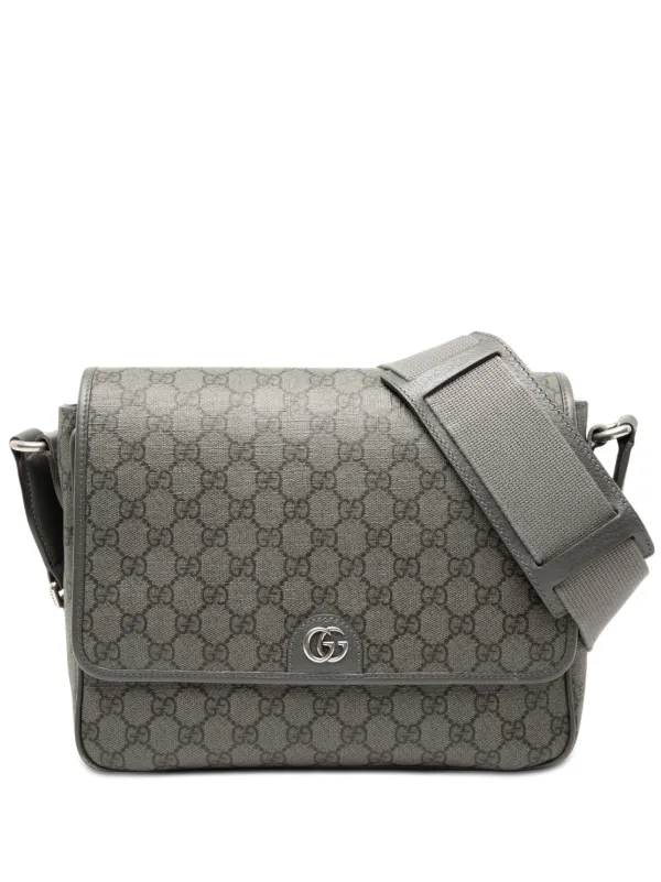 Gucci Pre-owned 2016-2026 Medium GG Supreme Ophidia Messenger Bag Crossbody Bag in Grey
