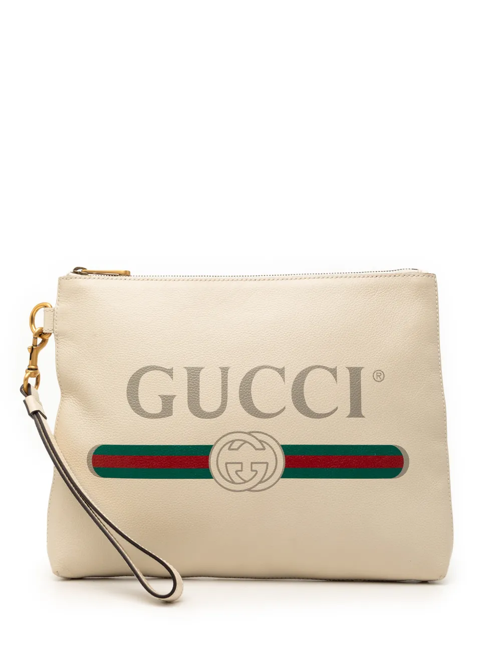 Gucci Pre-Owned 2000-2015 Leather Logo clutch bag - Bianco
