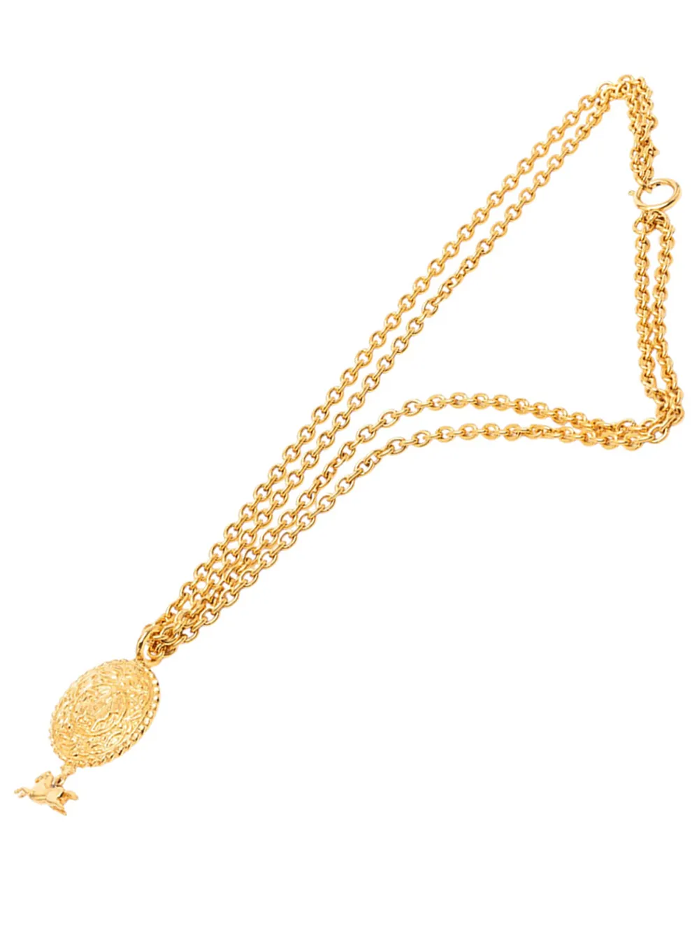 CHANEL Pre-Owned 1970-1980 Gold Plated Double Chain Horse Medallion Pendant Necklace costume necklace - Oro