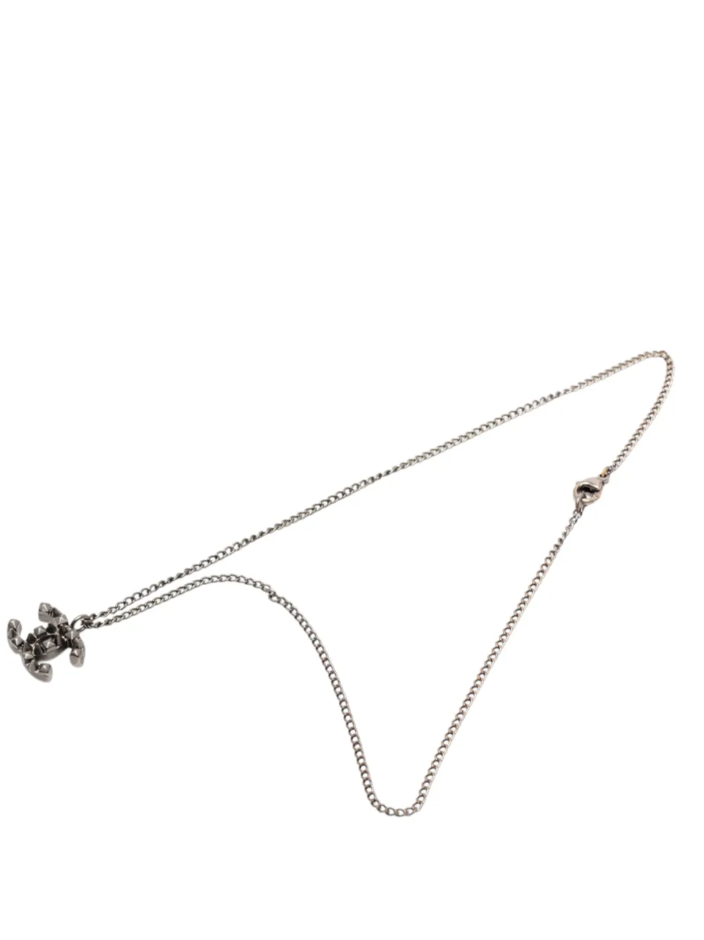 CHANEL Pre-Owned 2003 CC Plated Brass Spike Pendant Necklace costume necklace - Grigio