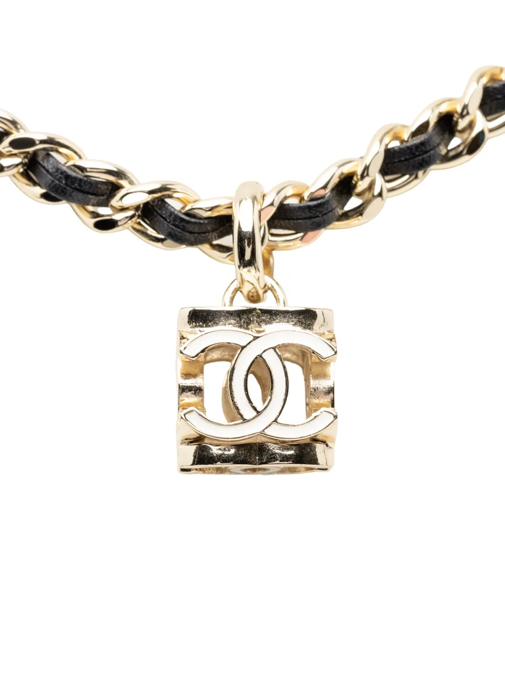 CHANEL Pre-Owned 2021 Gold Plated CC Cube Pendant Choker Necklace costume necklace - Oro